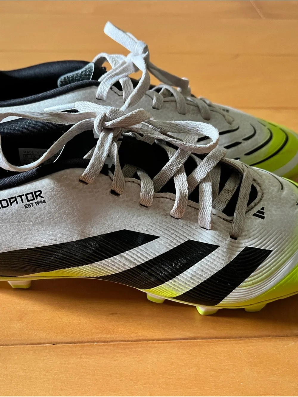 Adidas Kids Predator Soccer Cleats - White & Neon Yellow